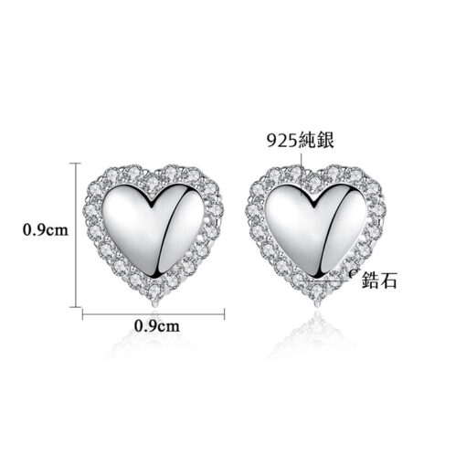 甜蜜愛心鋯石 925純銀耳環：圖片 4