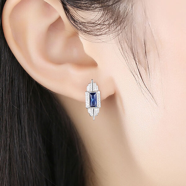 【絕版品】華麗風溫莎人造海藍寶石 925純銀耳環