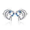 海豚之愛藍鋯石 925純銀耳環