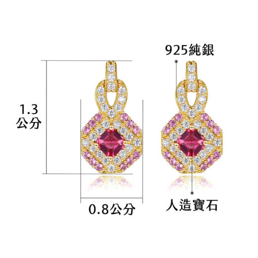 【7折出清】宮廷風金麗人造寶石 925純銀耳環：圖片 6