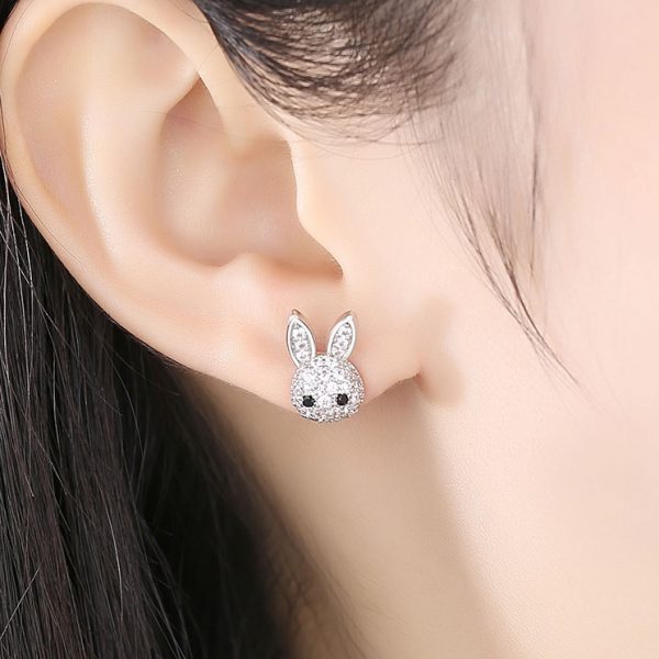 純真鋯石兔兔耳環