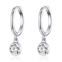 典雅單鑽鋯石 925純銀耳環