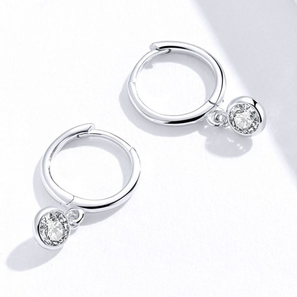 典雅單鑽鋯石 925純銀耳環