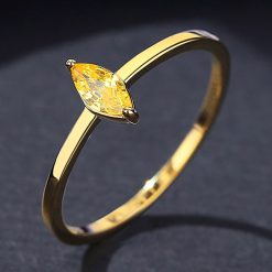 簡約單鑽欖尖鋯石 925純銀戒指