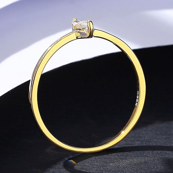 簡約單鑽欖尖鋯石 925純銀戒指