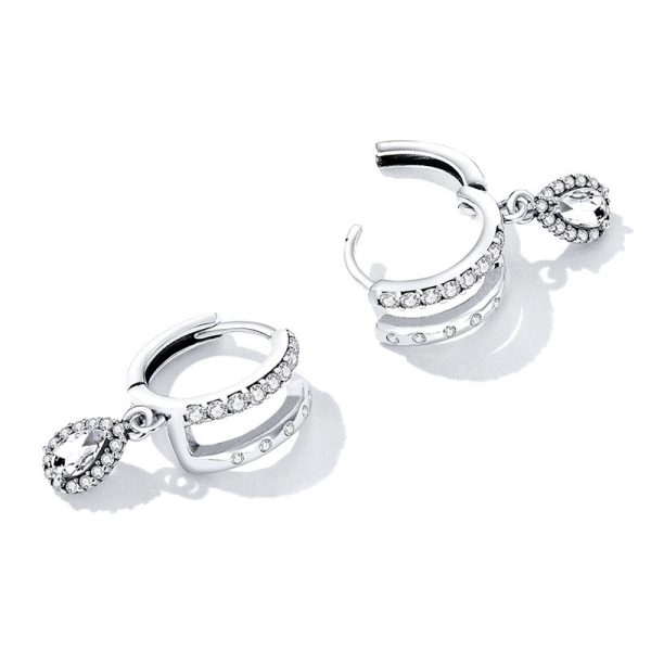 耀眼綺麗 925純銀雙扣造型鋯石耳環