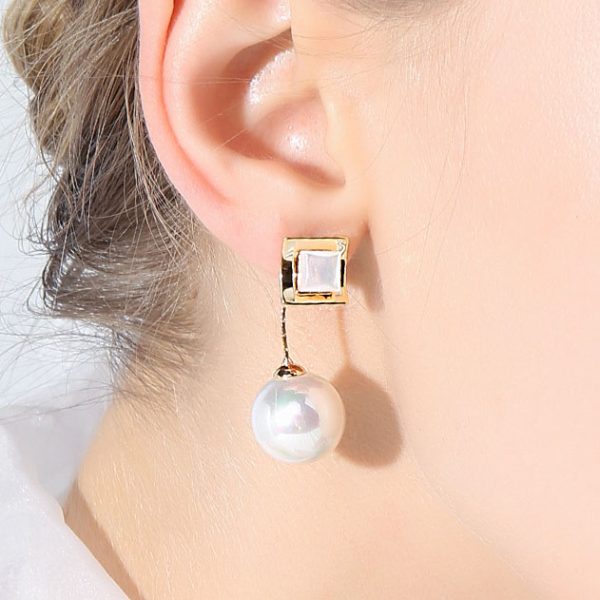 多戴式設計風OL大造型貝珠耳環