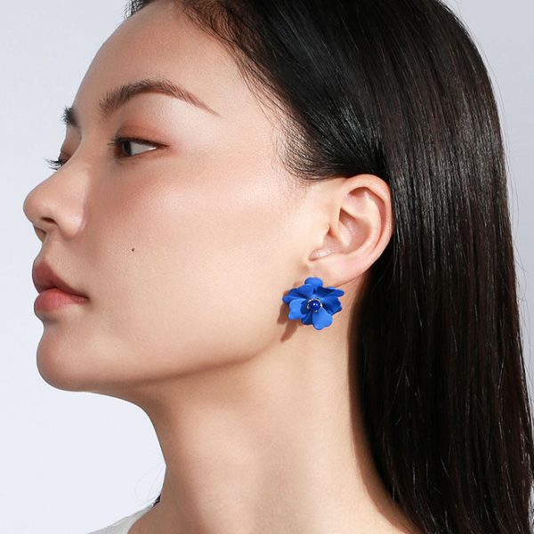 法式造型絕美藍花耳環