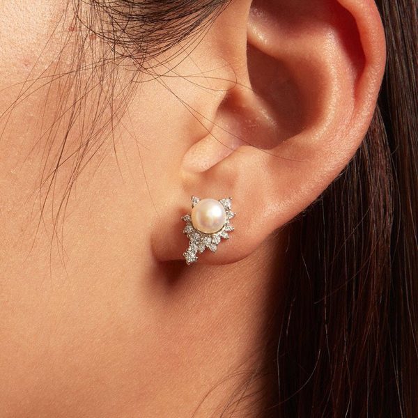 璀璨貝珠 925純銀鋯石耳環
