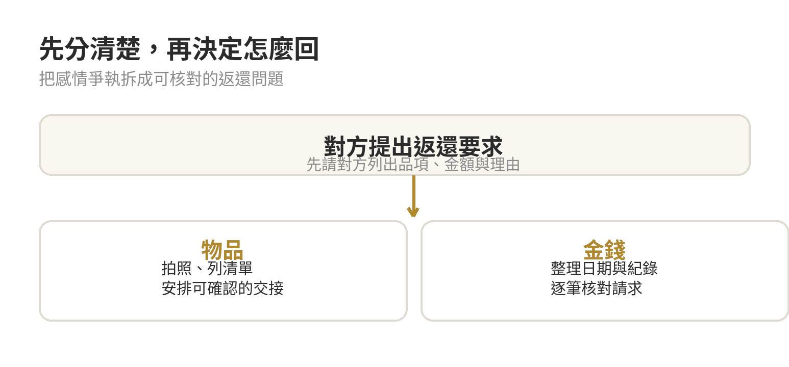 分手後對方要求返還物品或金錢的判斷流程